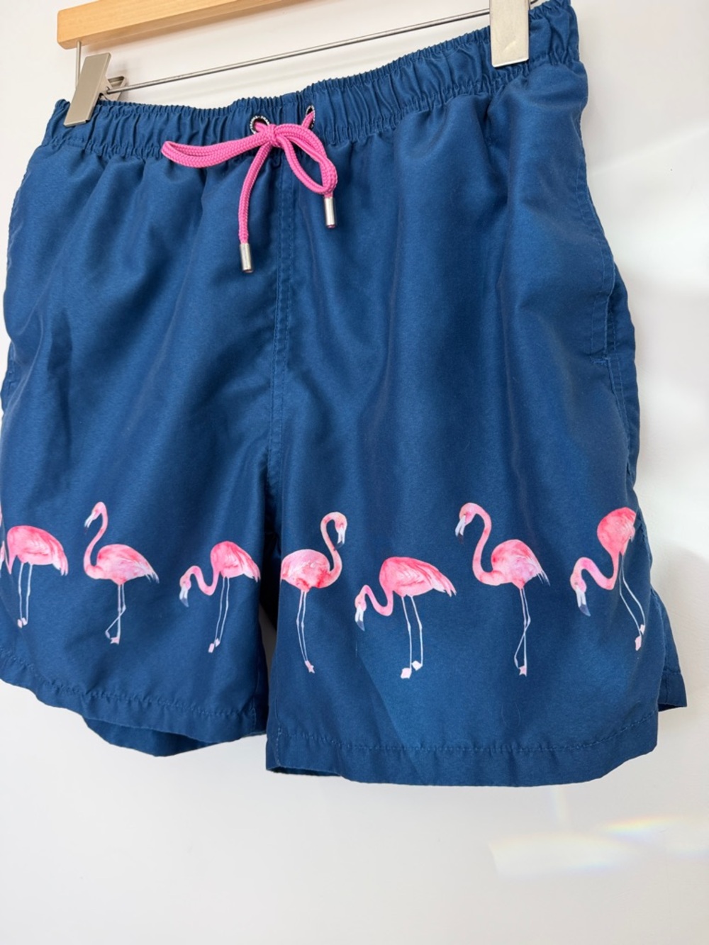 Franks Flamingo Print swim trunks with Pink Drawstring L - Picture 2 of 5